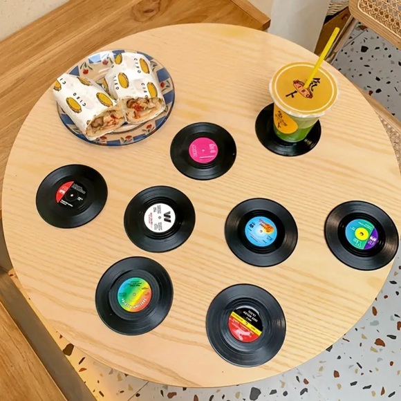 6pcs, Non-Slip Vinyl Record Coasters With Holder - Picture 3 of 11